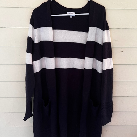 NWOT ELEVEN ELEVEN Women's Navy & White Stipe Long Sleeve Cardigan - Picture 1 of 10